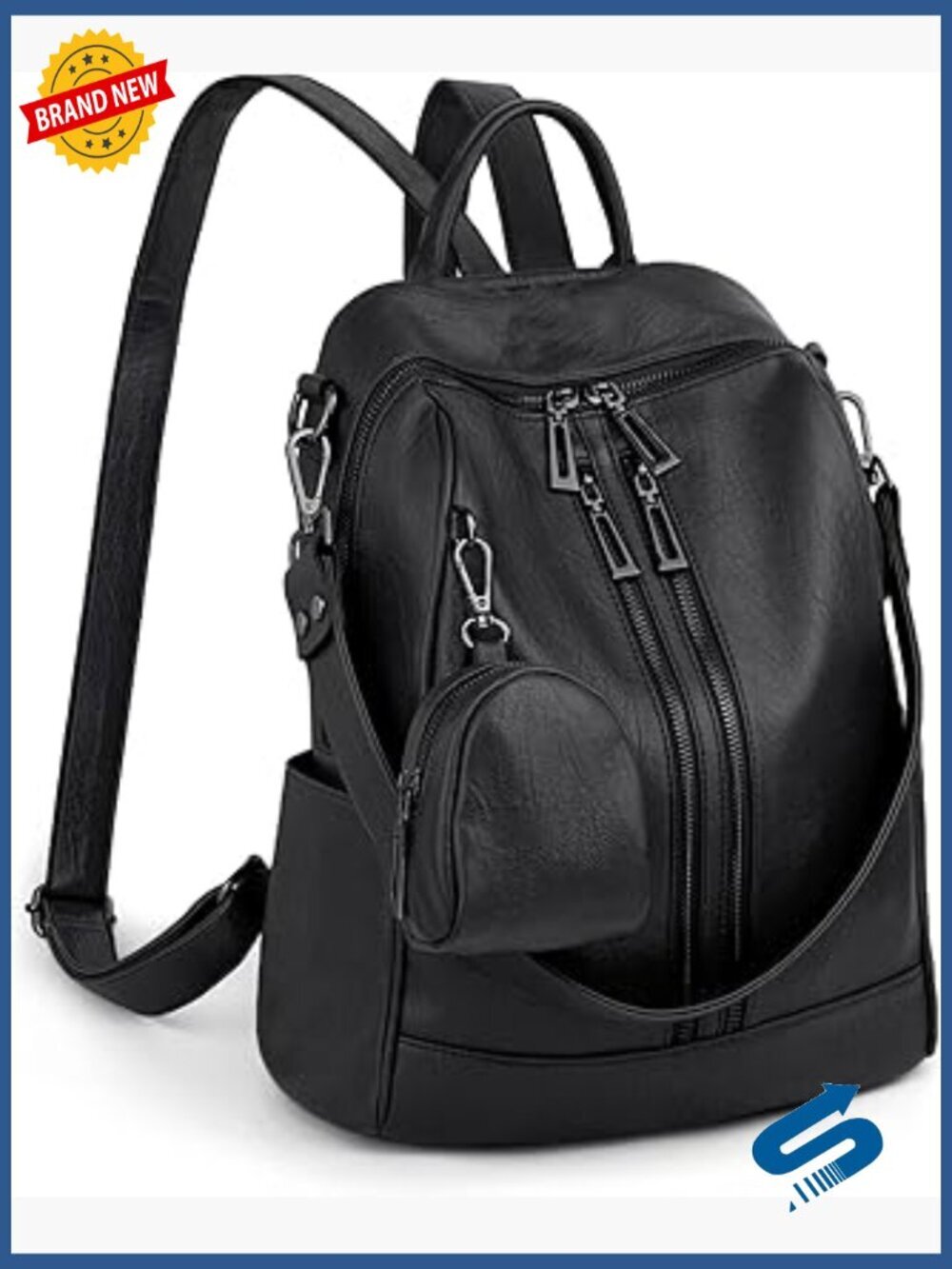 Vegan Leather Convertible Backpack Purse Ladies Rucksack Shoulder Bag